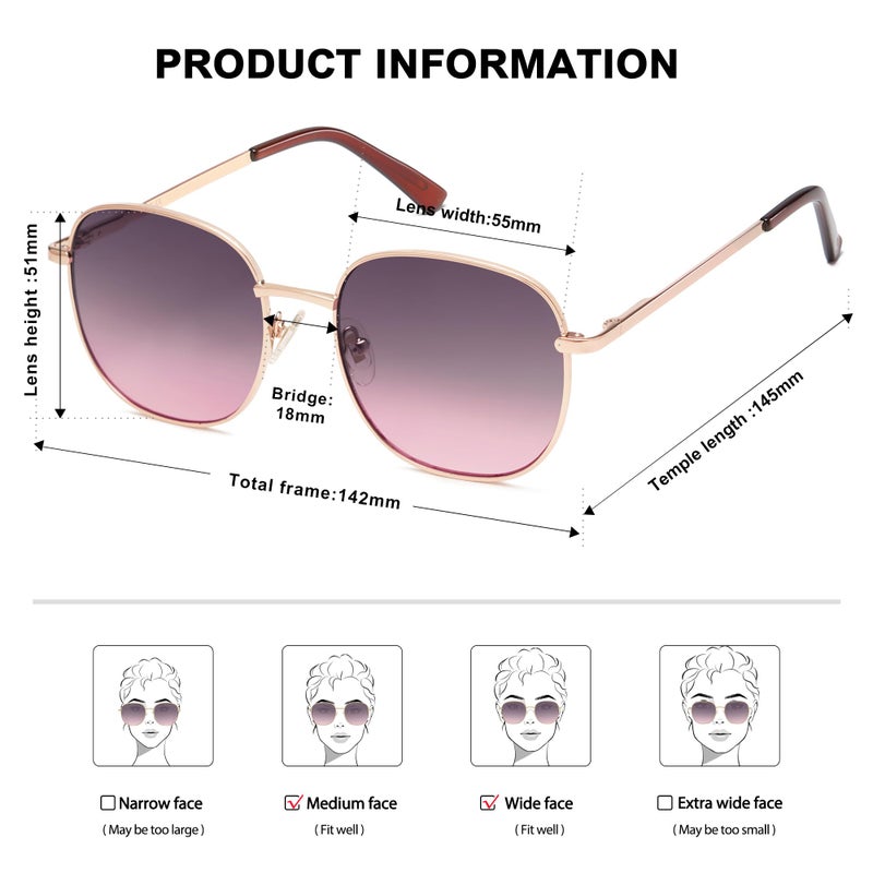 SOJOS Classic Trendy Square Sunglasses for Women Men Cute Big Frame Gold Shades SJ1137, Rose Gold/Grey&Rose - Image 5