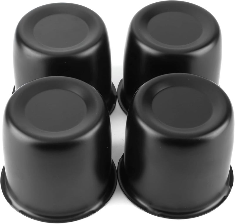 RTRHINOTUNING 3.37" Stainless Steel Wheel Center Caps Push Through Black Trailer Hub Caps for Truck RV SUV Wheel Rims 3.03" Height - Image 1