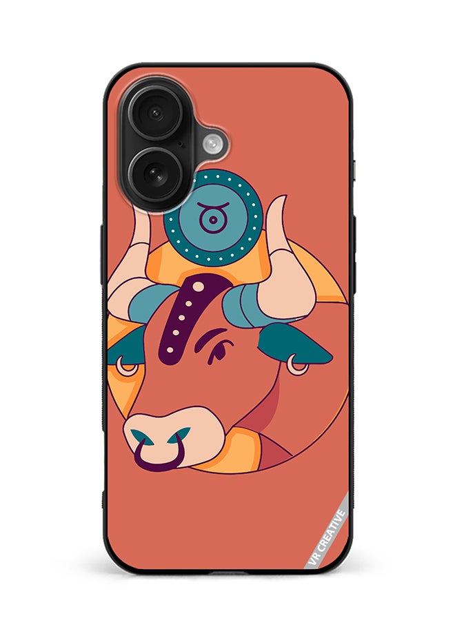 Protective Case Cover For Apple iPhone 16 Ox Zodiac Signs Design Multicolour