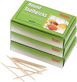 Gmark Round Hotel Toothpicks 800 ct - 3 Boxes Pack Total 2400 ct - 2.5" Natural Wooden Toothpicks GM1021 - Image 1