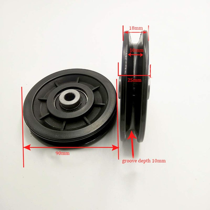 LFJ 90mm/3.5" Nylon Bearing Pulley Wheel Replacement for Gym Equipment Part Cable Machine (2 PCS) - Image 2