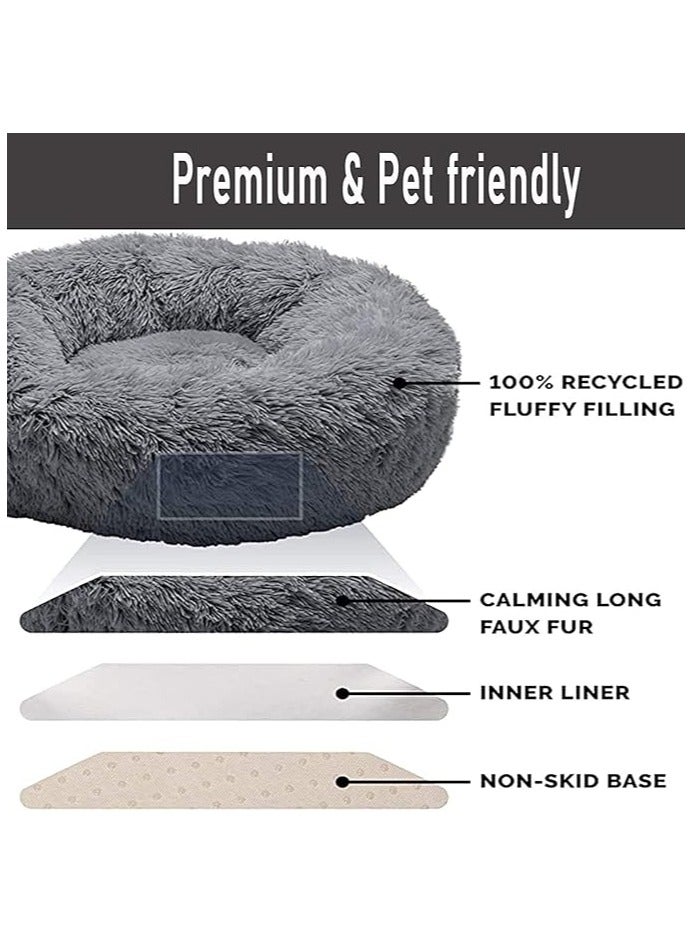 مورو مورو سرير كلاب مخملي تقويمي مع فراء ناعم وقاعدة بلاستيكية - عش مريح وقابل للغسل للحيوانات الأليفة - Image 5