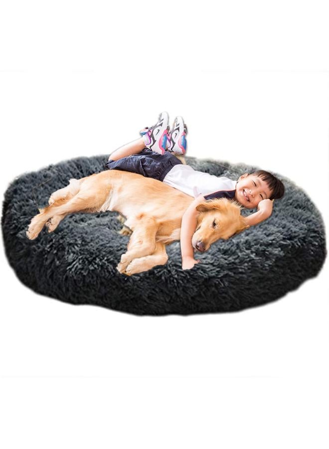 مورو مورو سرير كلاب مخملي تقويمي مع فراء ناعم وقاعدة بلاستيكية - عش مريح وقابل للغسل للحيوانات الأليفة - Image 1