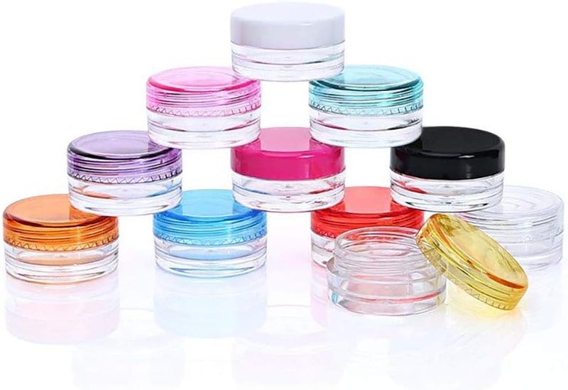 Aliotech 10pcs Empty Cosmetic Containers Round Cosmetic Sample Pots Jars Makeup Containers With Multi Color Top Lid(5 Gram)
