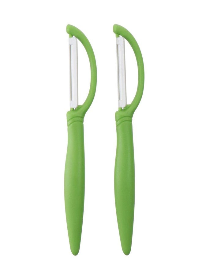hobbyme 2 Pcs Green Ceramic Peeler for Household Use, Multi-purpose Ergonomic Design PP Material Handles for Kitchen, Restaurant, Snack Bar, Vegetables, Fruit - Image 1