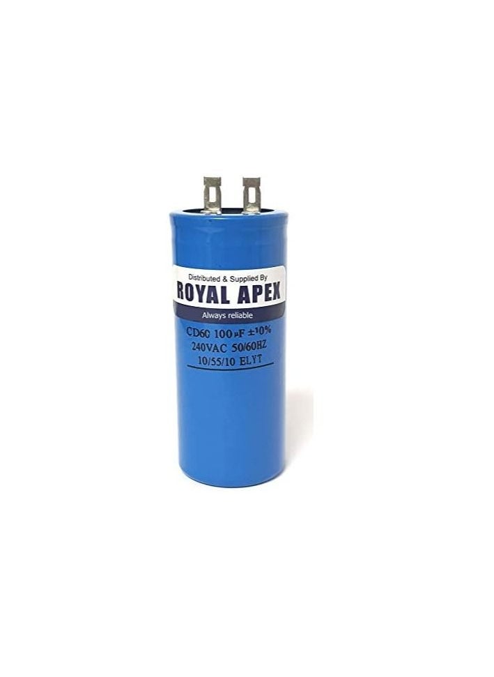 Generic High Quality 2 PIN PVC Round Motor Start Capacitor Blue (2PIN 100MFD (100µF))  - Image 1