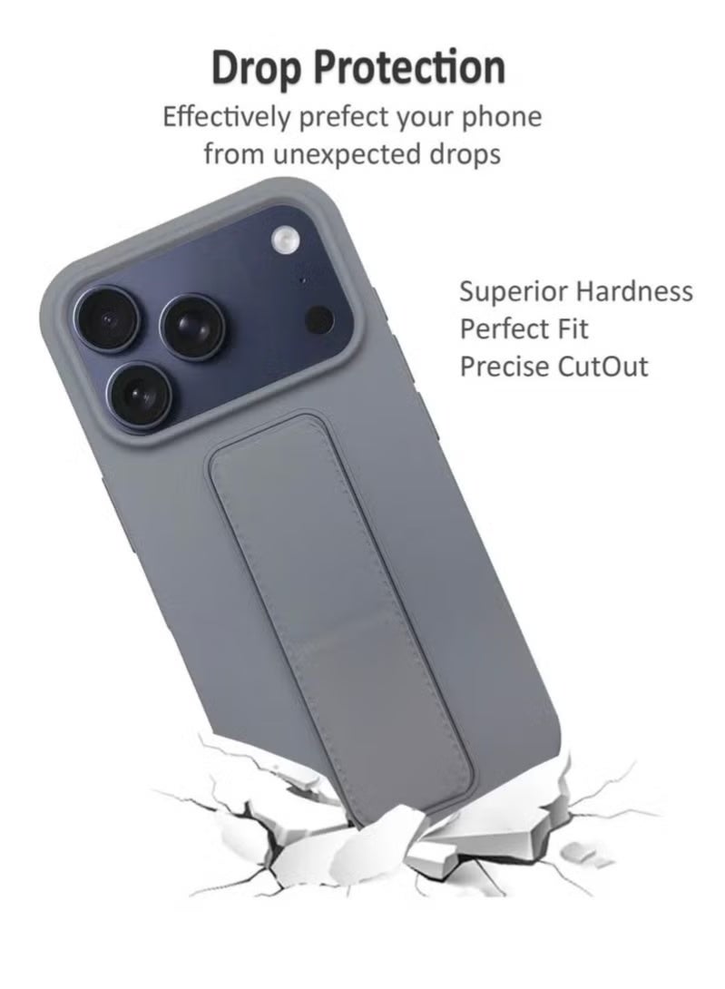 MUDISO Slim, Shockproof & Lightweight Apple iPhone 17 Pro Case Cover with Built-In Magnetic Hand Grip – 3-in-1 Protective TPU Phone Case in Elegant Grey Featuring Secure Holding Grip, Kickstand Function & Everyday Protection – Perfect Fit for iPhone 17 Pro - Image 3