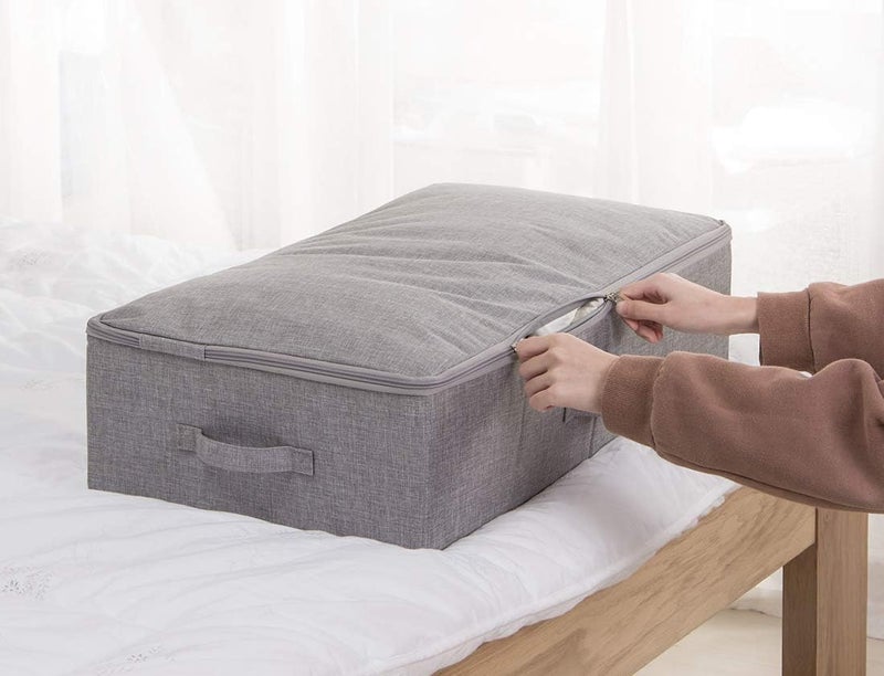 iwill CREATE PRO Folding Breathable Underbed Storage Bins with Lids, Wardrobe Closet Clothing Blanket, Shoes, Toys Organizer Containers, Dark Gray, Pack of 2 - Image 4