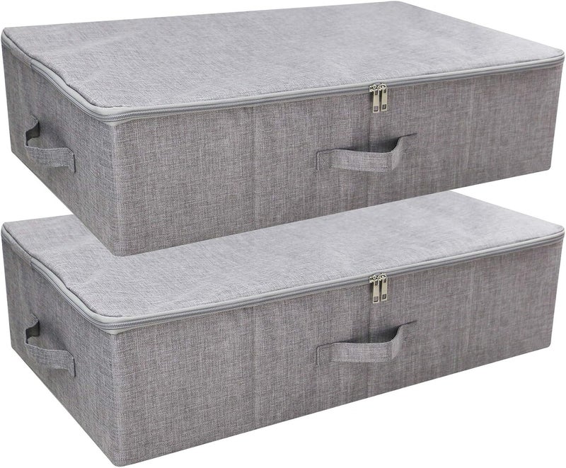 iwill CREATE PRO Folding Breathable Underbed Storage Bins with Lids, Wardrobe Closet Clothing Blanket, Shoes, Toys Organizer Containers, Dark Gray, Pack of 2 - Image 1