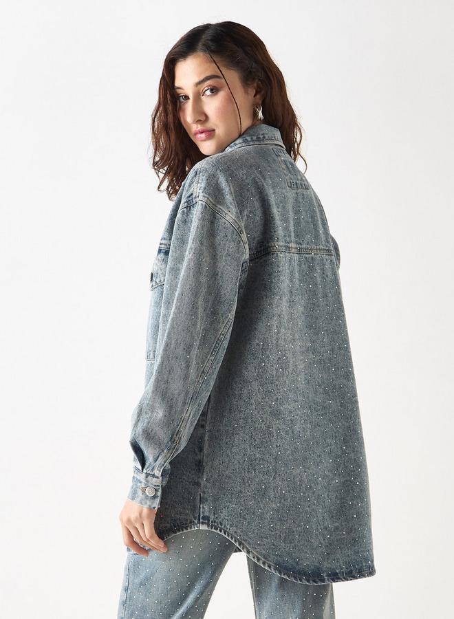 تواكستريمز جاكيت دنيم سادة مرصّع بجيوب من تو إكستريمز - Image 3