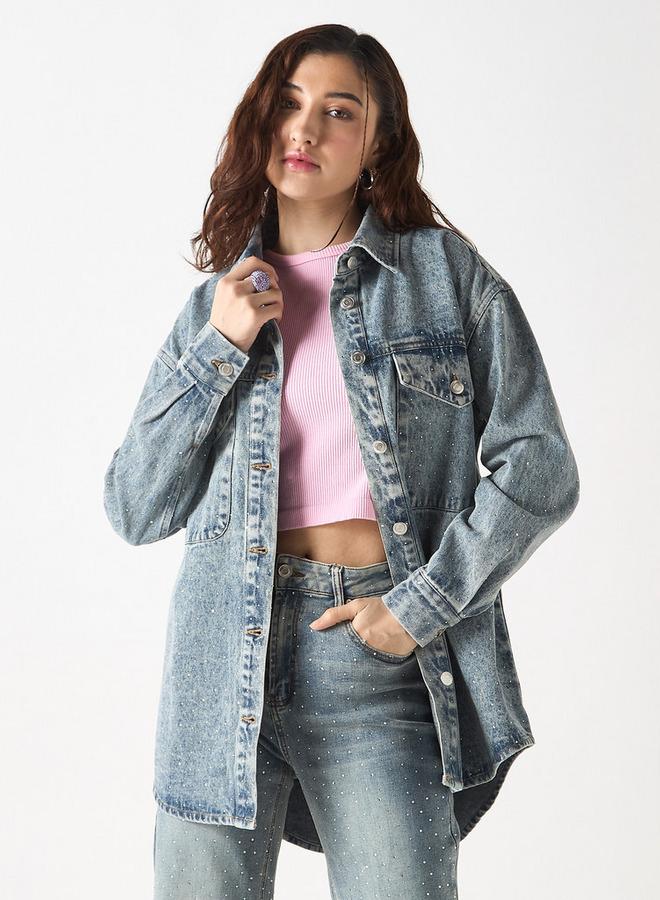 تواكستريمز جاكيت دنيم سادة مرصّع بجيوب من تو إكستريمز - Image 1