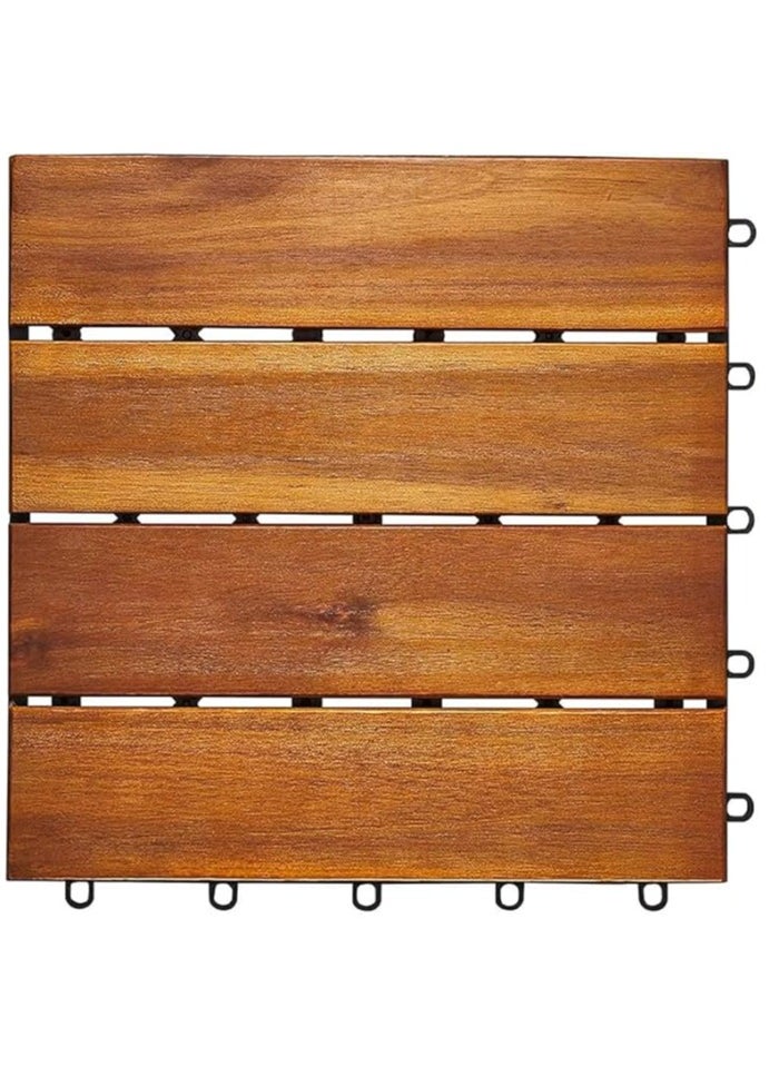 LINGWEI - Set of 10pcs Wooden Decking Tiles 30x30cm Vertical Pattern Garden Path Floor Wooden Interlocking Tiles - Image 1