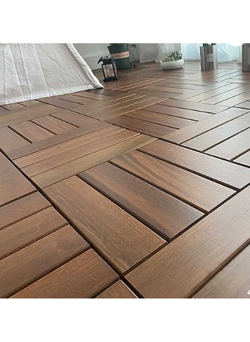 LINGWEI - Set of 10pcs Wooden Decking Tiles 30x30cm Vertical Pattern Garden Path Floor Wooden Interlocking Tiles - Image 1