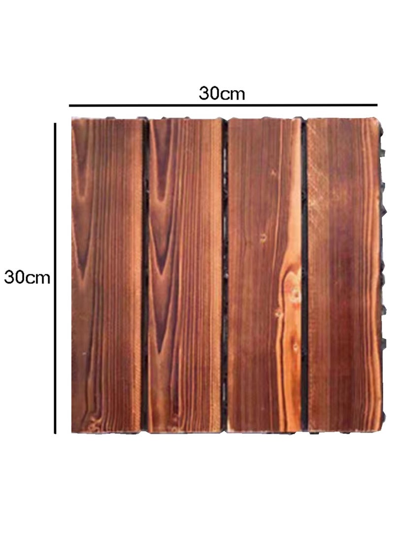 LINGWEI - Set of 10pcs Wooden Decking Tiles 30x30cm Vertical Pattern Garden Path Floor Wooden Interlocking Tiles - Image 1