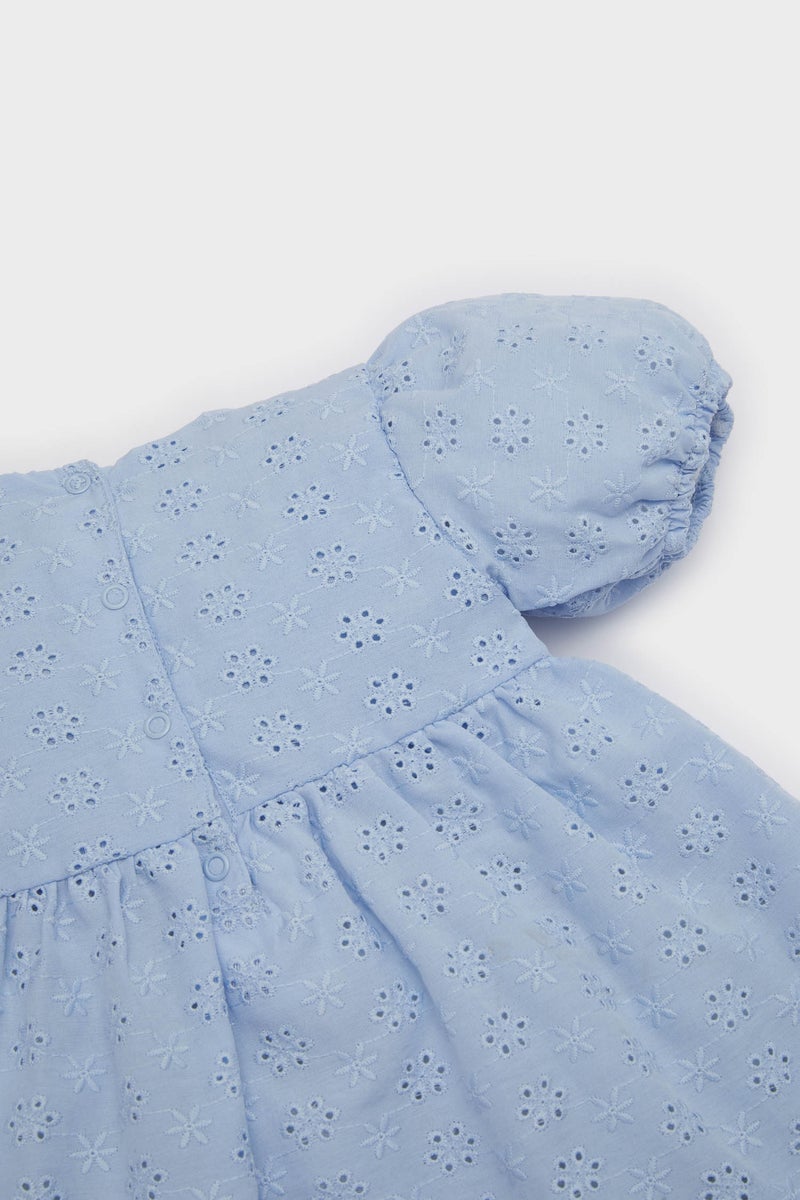 ديفاكتو طقم بيبي بناتي فلورال فستان مخرم قصة عادية وكلوت - قطعتين - Image 2