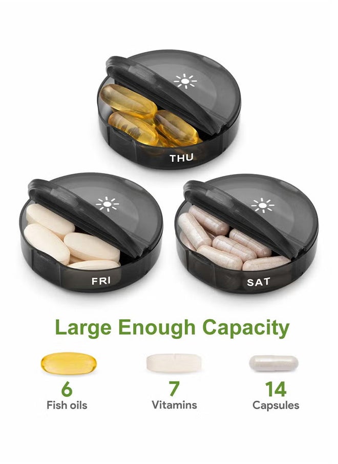 S-Color Pill Organizer 2 Times a Day Weekly AM PM Pill Box Large Capacity 7 Day Pill Cases for Pills/Vitamin/Fish Oil/Supplements Black  - Image 2