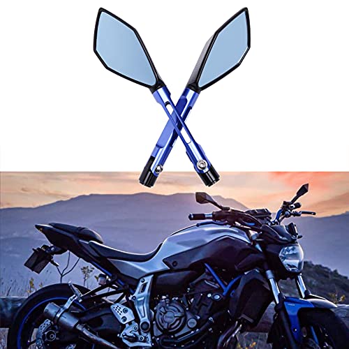 JMTBNO 8mm 10mm Motorcycle Rearview Mirror Side Rear view Mirrors For Motorcycle Dirt Bike Quad Street Bike Adventure Snowmobile Jet ski Scooter Coolster Moped GY6 ATV's (Blue) - Image 1