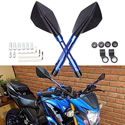 JMTBNO 8mm 10mm Motorcycle Rearview Mirror Side Rear view Mirrors For Motorcycle Dirt Bike Quad Street Bike Adventure Snowmobile Jet ski Scooter Coolster Moped GY6 ATV's (Blue) - Image 3