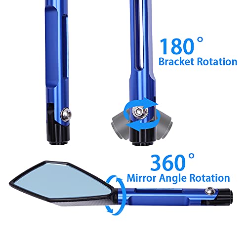 JMTBNO 8mm 10mm Motorcycle Rearview Mirror Side Rear view Mirrors For Motorcycle Dirt Bike Quad Street Bike Adventure Snowmobile Jet ski Scooter Coolster Moped GY6 ATV's (Blue) - Image 5