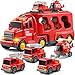 JUKUDAHU Truck Toys for 3 4 5 6 Years Old Boys Toddler Car Toys for Toddler Boys Ages 35 Fire Toys Car Carrier Vehicle Toy Set Kids Toys Truck Set for Age 39 - Image 3