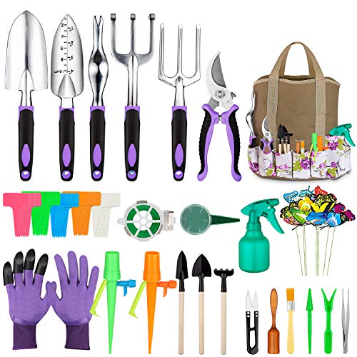 Tudoccy Garden Tools Set 83 Piece, Succulent Tools Set Included, Heavy Duty Aluminum Gardening Tools for Gardening, Non-Slip Ergonomic Handle, Durable Storage Tote Bag, Gifts for Men Women - Image 1