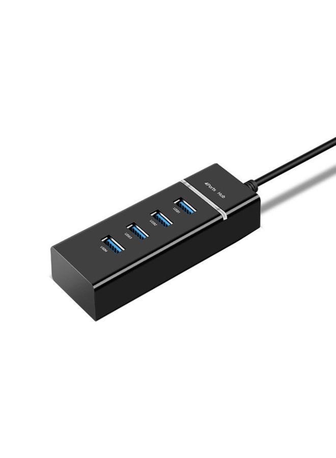 BURAQ 4 X USB 2.0 Ports HUB Converter, Cable Length: 15cm,Style： With Light Bar Black - Image 1