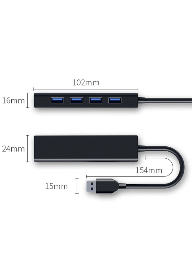 BURAQ 4 X USB 2.0 Ports HUB Converter, Cable Length: 15cm,Style： With Light Bar Black - Image 3