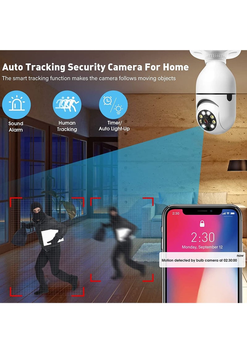 Generic - Light Bulb Security Camera, E27 Wireless WiFi Outdoor Security Camera, 1080P 2.4GHz WiFi Smart Home Surveillance Cam 355 Degree with Two-Way Audio, Night Vision, Motion Detection, Work with Alexa - Image 1