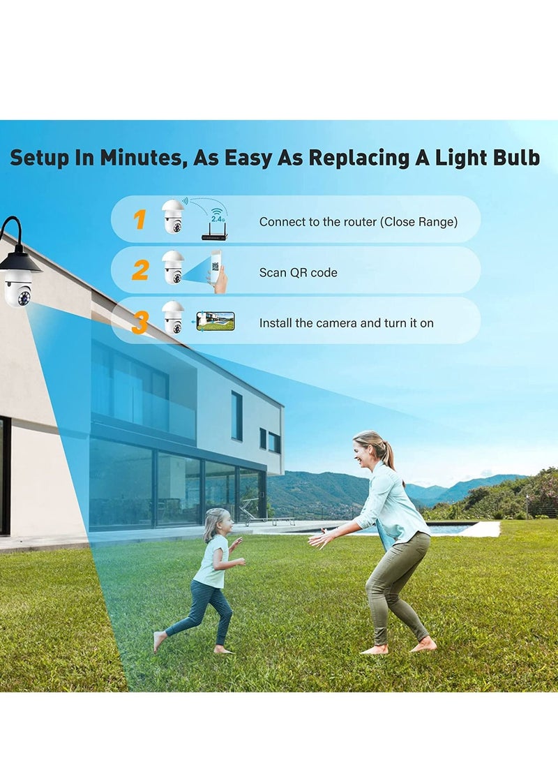 Generic - Light Bulb Security Camera, E27 Wireless WiFi Outdoor Security Camera, 1080P 2.4GHz WiFi Smart Home Surveillance Cam 355 Degree with Two-Way Audio, Night Vision, Motion Detection, Work with Alexa - Image 1