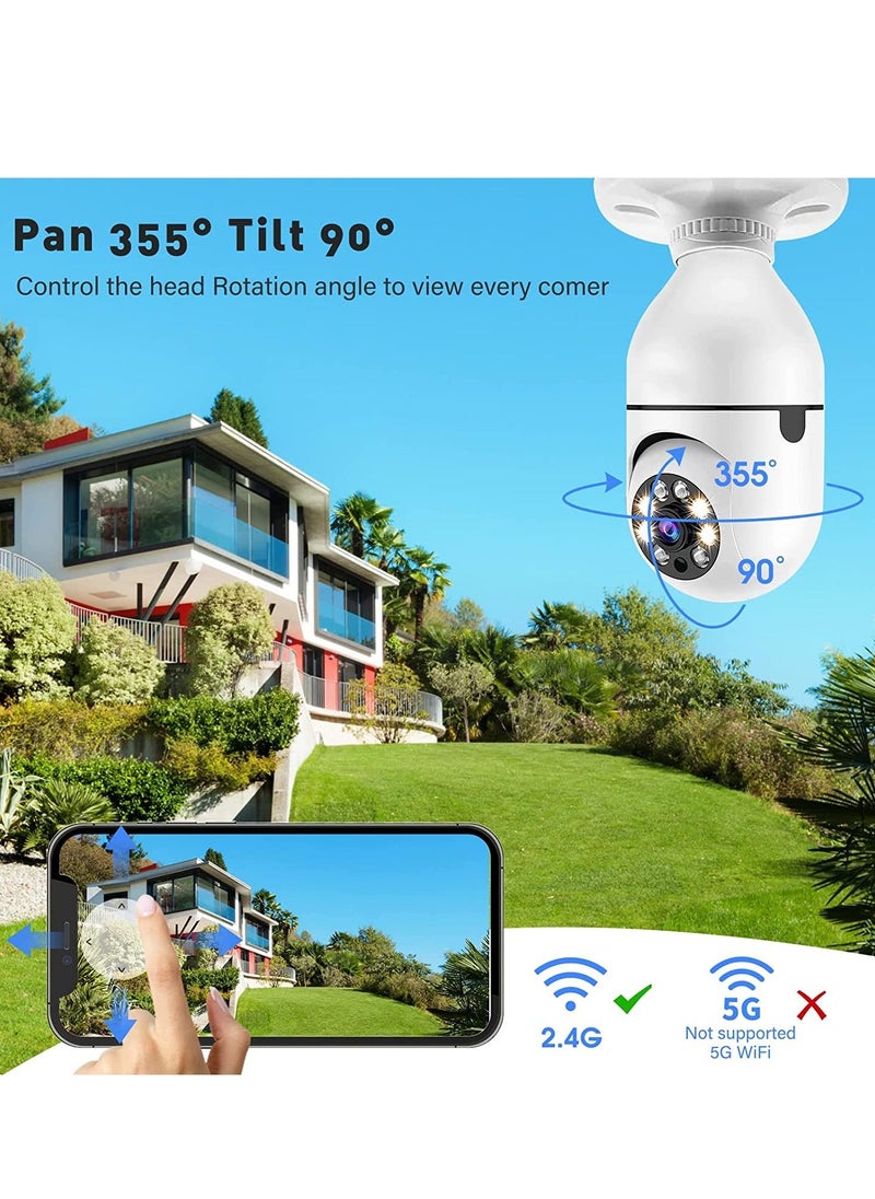 Generic - Light Bulb Security Camera, E27 Wireless WiFi Outdoor Security Camera, 1080P 2.4GHz WiFi Smart Home Surveillance Cam 355 Degree with Two-Way Audio, Night Vision, Motion Detection, Work with Alexa - Image 1