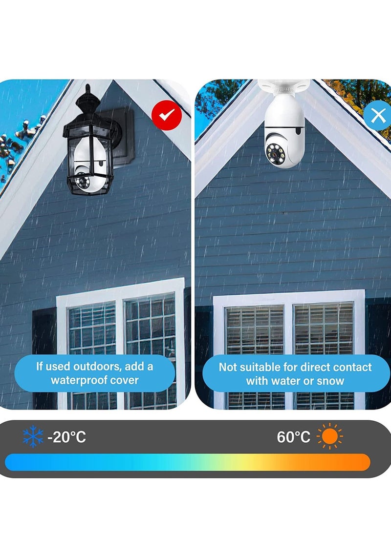 Generic - Light Bulb Security Camera, E27 Wireless WiFi Outdoor Security Camera, 1080P 2.4GHz WiFi Smart Home Surveillance Cam 355 Degree with Two-Way Audio, Night Vision, Motion Detection, Work with Alexa - Image 1