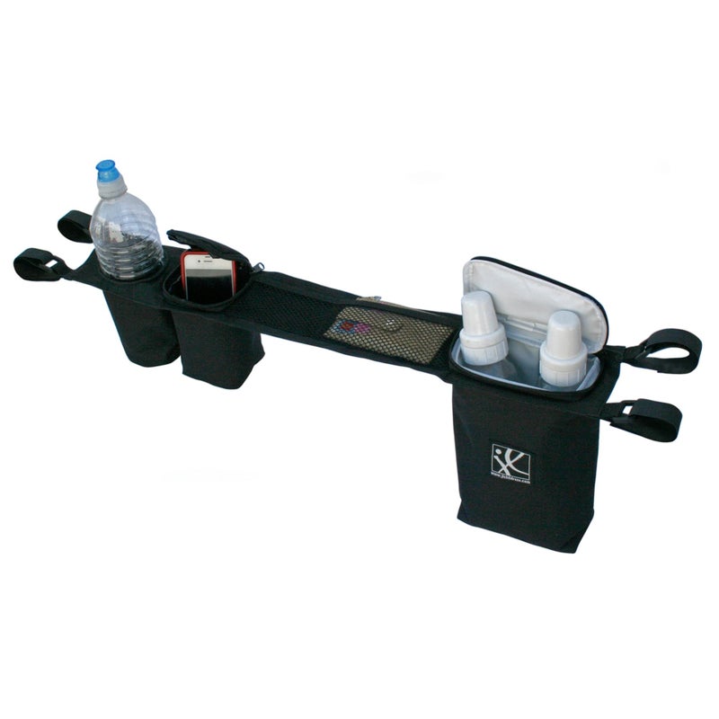 J.L. Childress DoubleCOOL Double Stroller Organizer - Stroller Accessory with Cooler and Storage - Includes Cup Holder, Cell Phone Pocket and Zippered Compartments - Black - Image 1