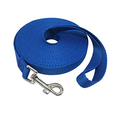 MANDAO Nylon Training Dog Leash for Small Medium Large Dogs, 15ft 20ft 30ft 50ft Long Leash Dog/Puppy Lead for Obedience Recall Training, Camping (1" x 50ft, Blue) - Image 1