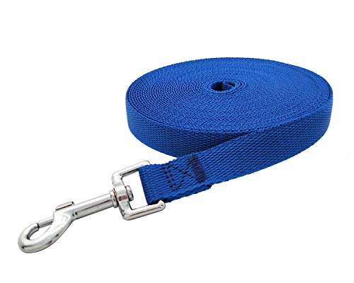 MANDAO Nylon Training Dog Leash for Small Medium Large Dogs, 15ft 20ft 30ft 50ft Long Leash Dog/Puppy Lead for Obedience Recall Training, Camping (1" x 50ft, Blue) - Image 3