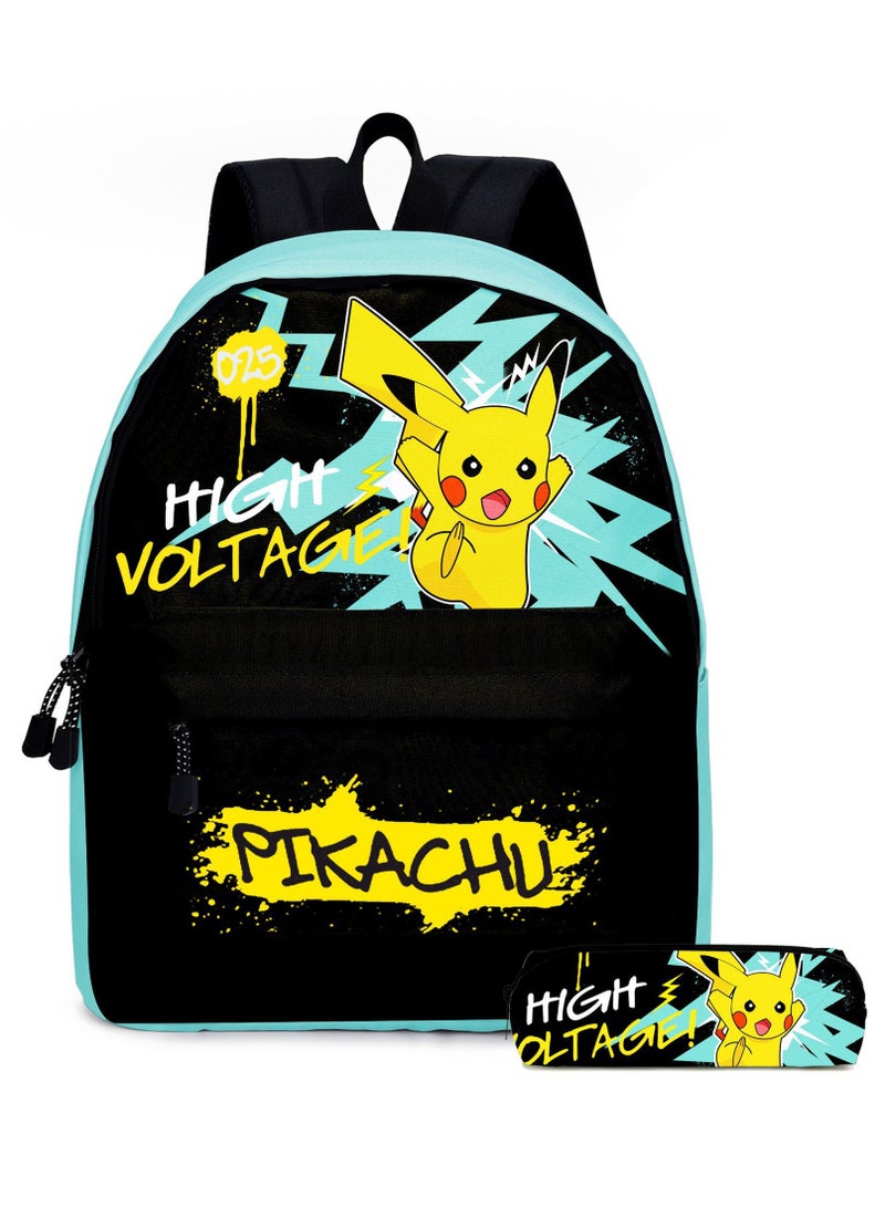 Universal male and female anime backpack two-piece set, student backpack, pencil case, lunch bag