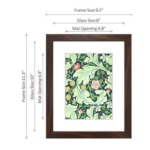 DEKWINN,8x10 Picture Frame with Real Glass for Pictures 5x7 with Mat or 8x10 Without Mat, Wall Gallery or Tabletop display Photo Frames,1 Pack,Brown - Image 2