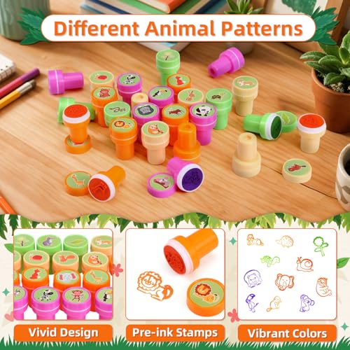 Kesote 26 Animal Stamps for Kids SelfInking Stamp Set Childrens Craft Supplies Party Favors for Kids - Image 5