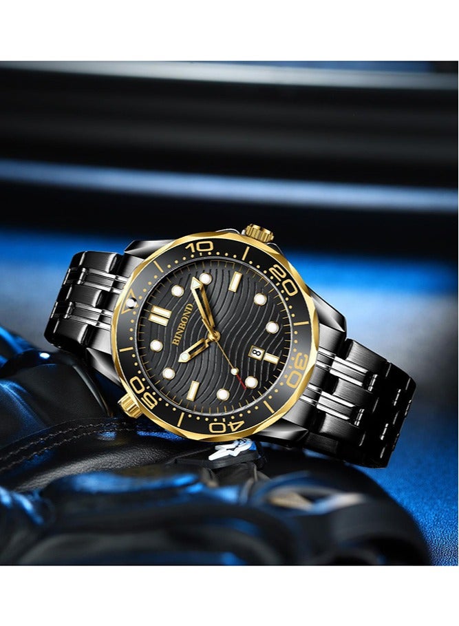 BINBOND Watches for Men Watch Luxury Stainless Steel Quartz Waterproof Watch - Image 1