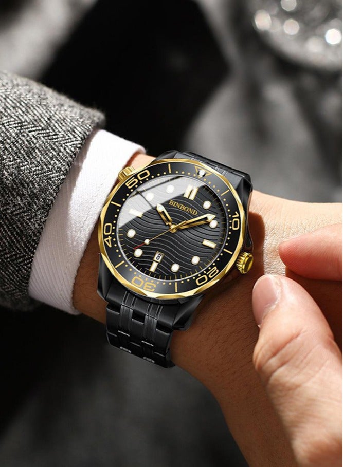 BINBOND Watches for Men Watch Luxury Stainless Steel Quartz Waterproof Watch - Image 2