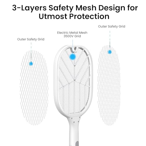 GIGAWATTS with GW Autokill 2-in-1 Mosquito Racket 1200mAh Battery USB Charging LED Light Insect Bugs Trap Fly Swatter for Indoor Home Outdoor (White, 3-Months Warranty, Charged Before First USE) - Image 4