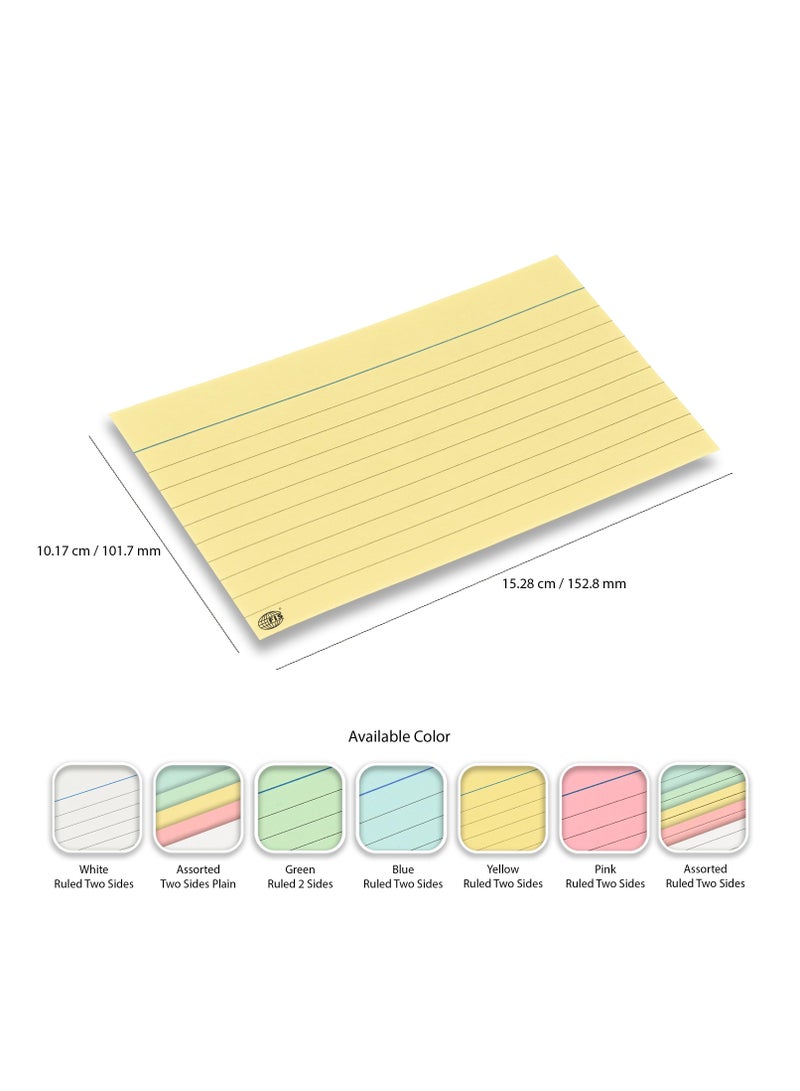 FIS® Record Cards, Size: 152.4x101.6mm, (6”x4” Inches), Paper Weight 180gsm, Single Ruled Both Sides, 100 Sheets Per Packet, Packet of 3 Pieces, Yellow Color-FSIC64-180YL-3 - Image 4