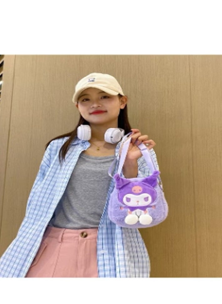 Sanrio Kuromi Plush Backpack, Mini Cartoon Double Strap Shoulder Bag, Soft Fluffy Casual Backpack for child  - Image 2