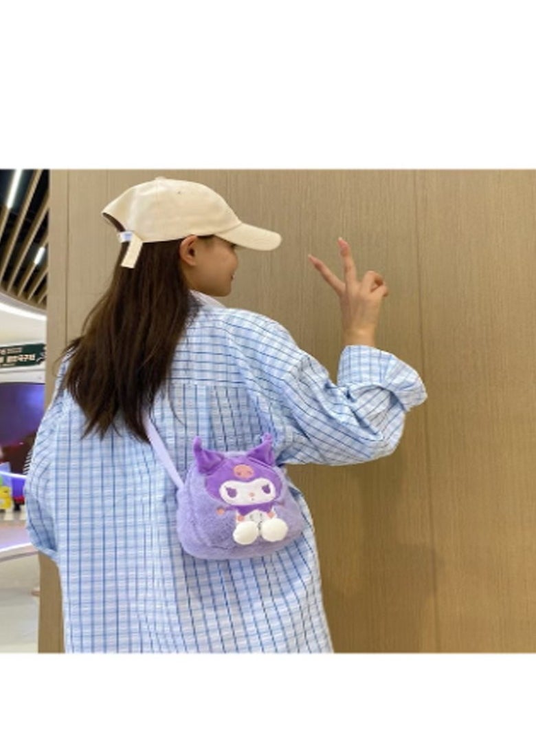 Sanrio Kuromi Plush Backpack, Mini Cartoon Double Strap Shoulder Bag, Soft Fluffy Casual Backpack for child  - Image 3