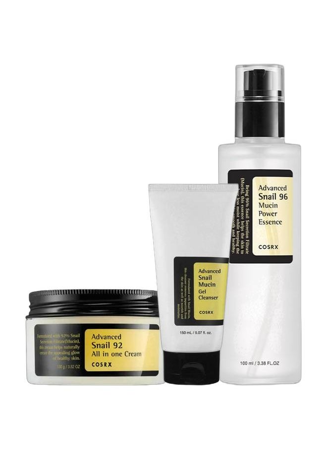 Cosrx Advanced Snail 92 All In One Cream 100grams + 96 Mucin Power Essence 100ml + Mucin Gel Cleanser 150ml Bundle  - Image 1