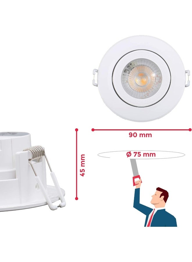 Royal Apex Adjustable Round Led Downlight 7W 240Vac -White Ceiling Spotlight Ip40 Rated For Indoor Home And Office Use 3000K Warm White - - Image 2