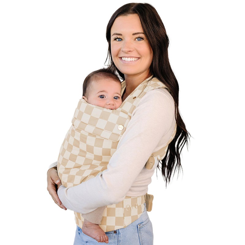 AVA + OLIVER Ava Oliver Essential Baby Carrier Ergonomic HipHealthy Soft Structured Carrier for Infants Toddlers 735lbs Front and Back Carry Breathable Fabric Stylish Lightweight Almond Check - Image 2