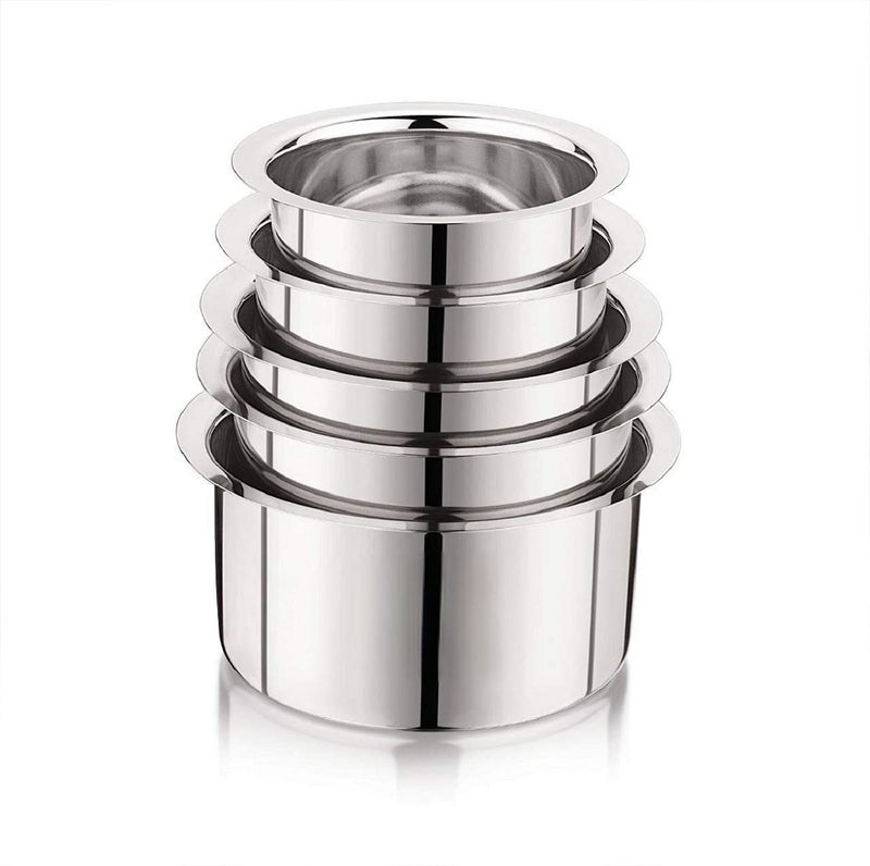 RBGIIT Gas Stove Friendly Containe Disposable Serving Bowl Steel 5 Pieces Stainless Steel 22 Gauge InductionCookware Set Tope Set - Image 3