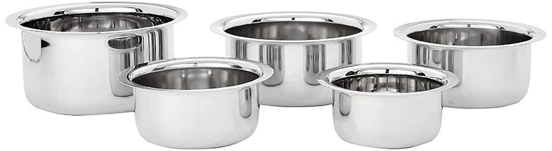 RBGIIT Gas Stove Friendly Containe Disposable Serving Bowl Steel 5 Pieces Stainless Steel 22 Gauge InductionCookware Set Tope Set - Image 1