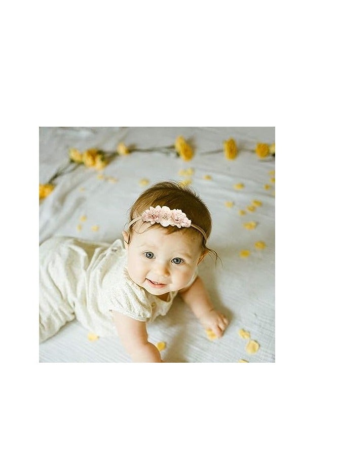 ORiTi مجموعة عصابات رأس زهور للبنات من ORiTi رباط شعر مرن مع تاج زهور للأطفال الصغار، 3 قطع - Image 3