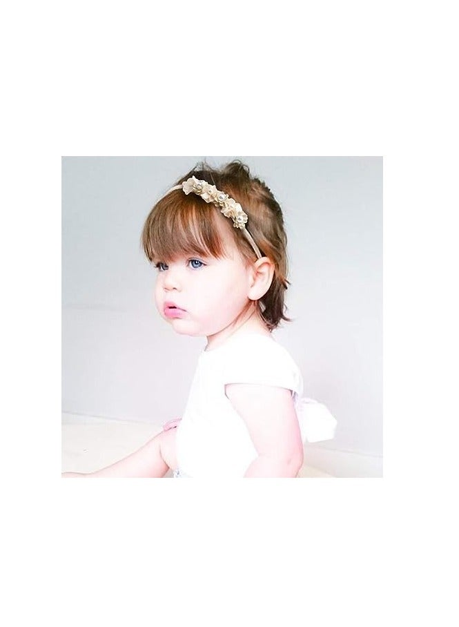 ORiTi مجموعة عصابات رأس زهور للبنات من ORiTi رباط شعر مرن مع تاج زهور للأطفال الصغار، 3 قطع - Image 5